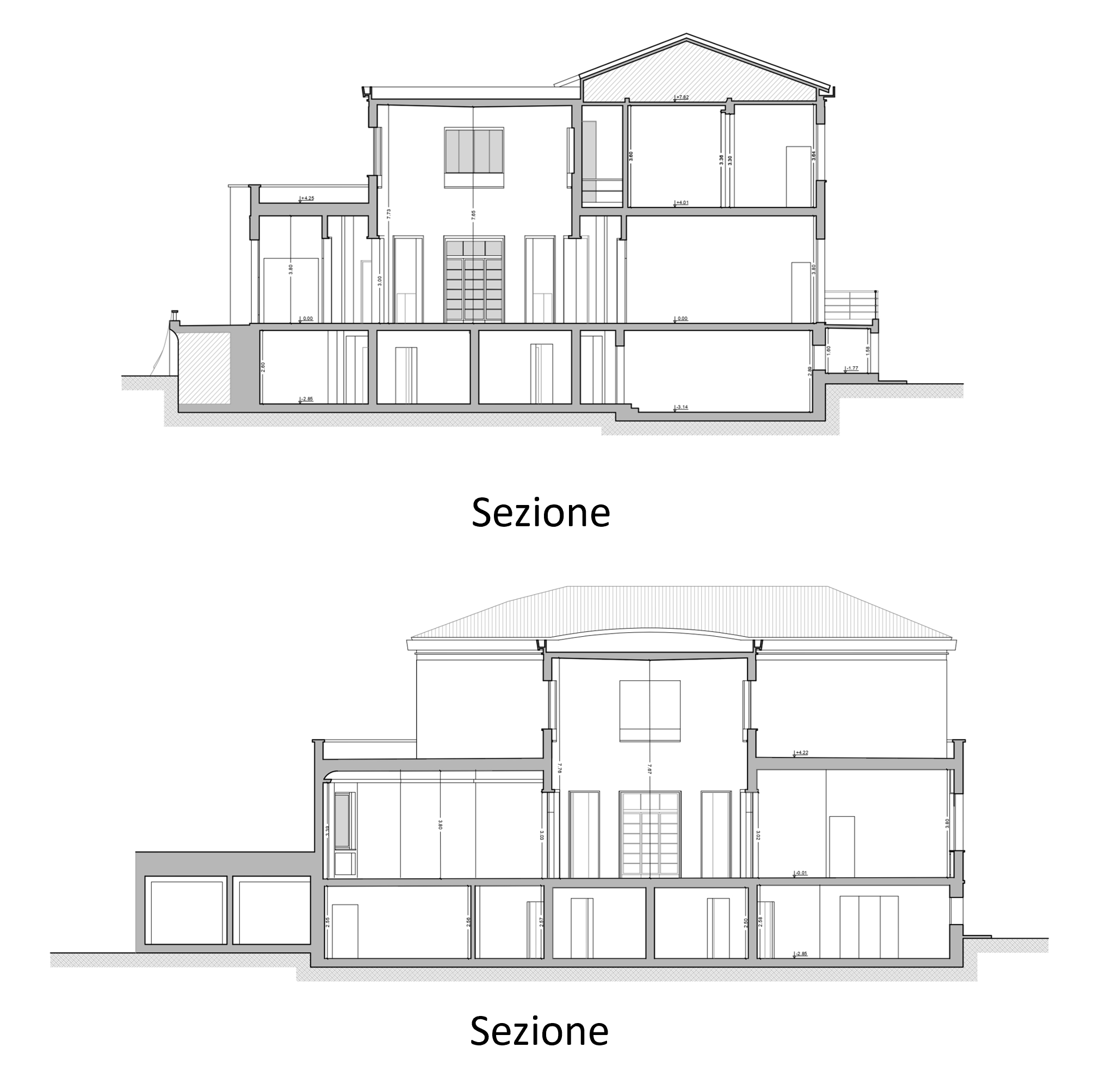 Sezioni architettoniche villa storica
