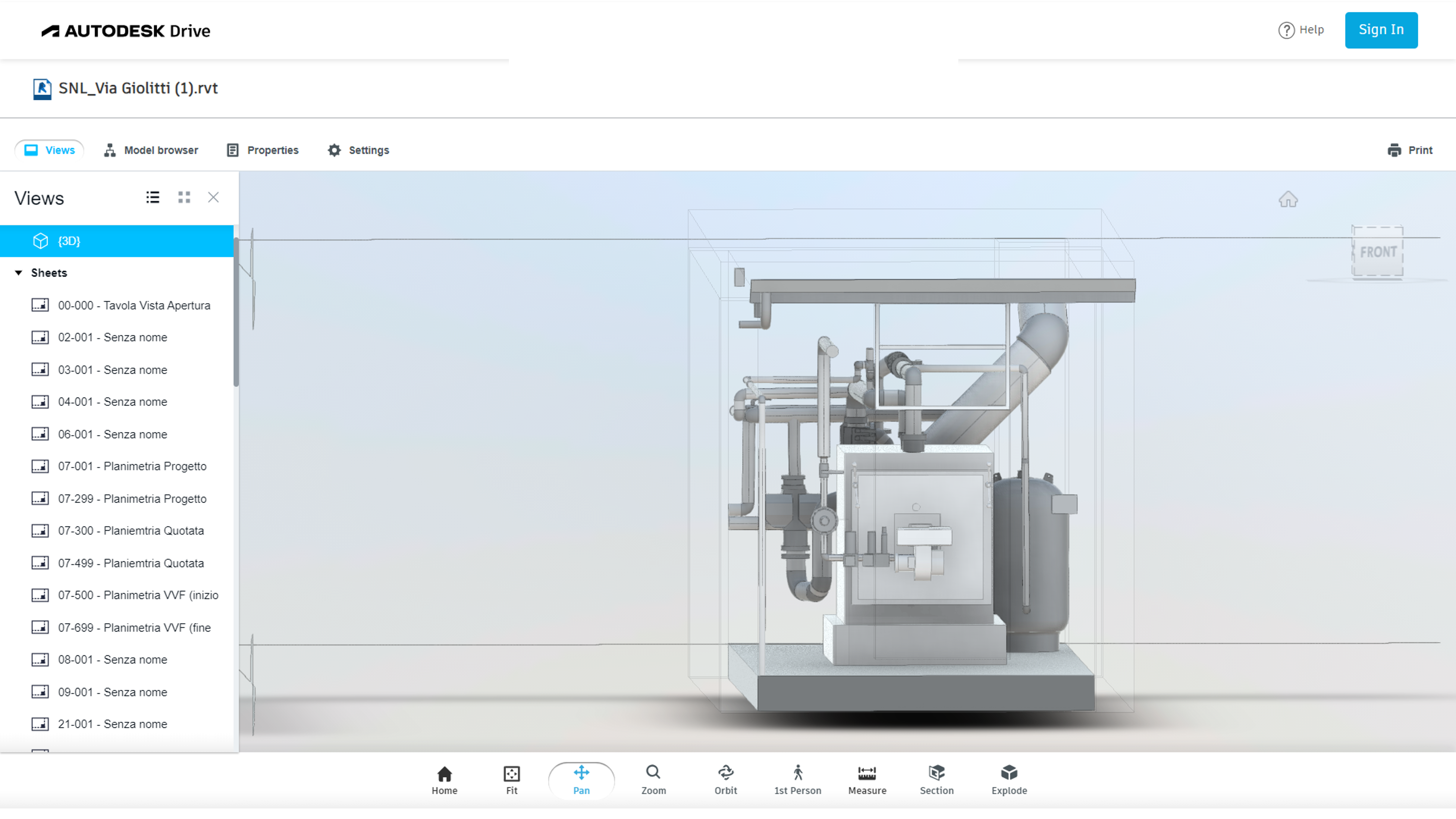Modello Revit della centrale termica - Vista 3