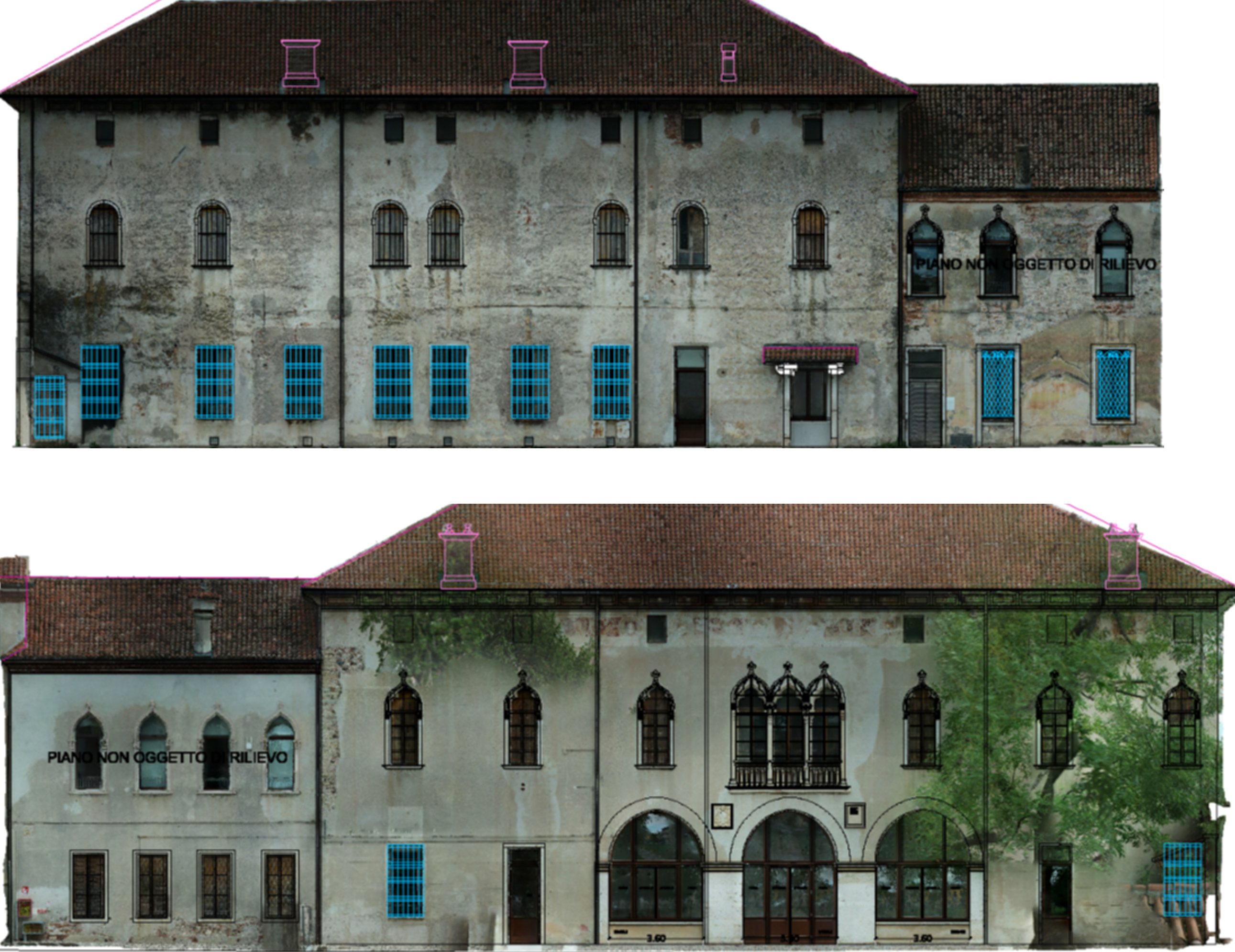 Ortofoto aerofotogrammetrica palazzo storico Thiene