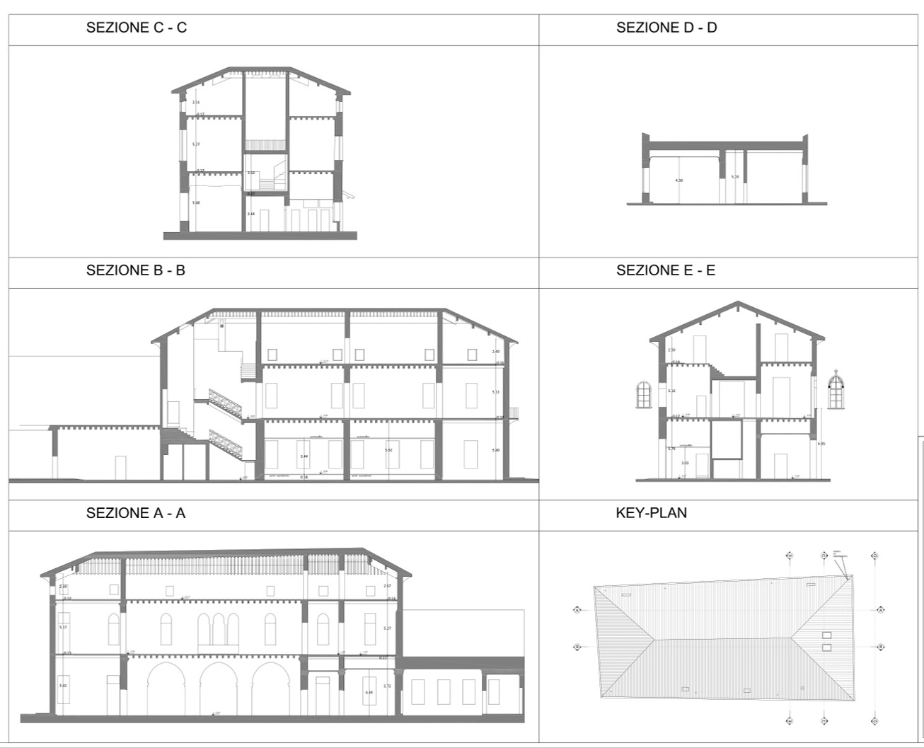 Sezioni architettoniche palazzo Thiene